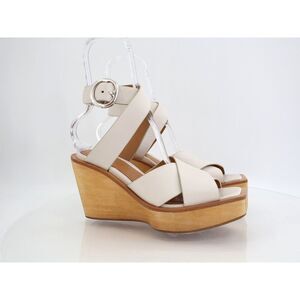 Rag & Bone Santiago Sandals Wedge Clog White Leather Cross Strap Wooden Sz 40 10